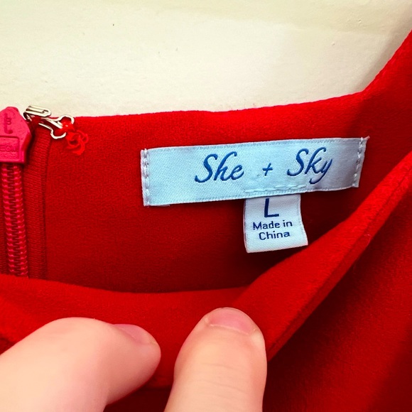 She + Sky Ruffled Dress, Large - Picture 3 of 5